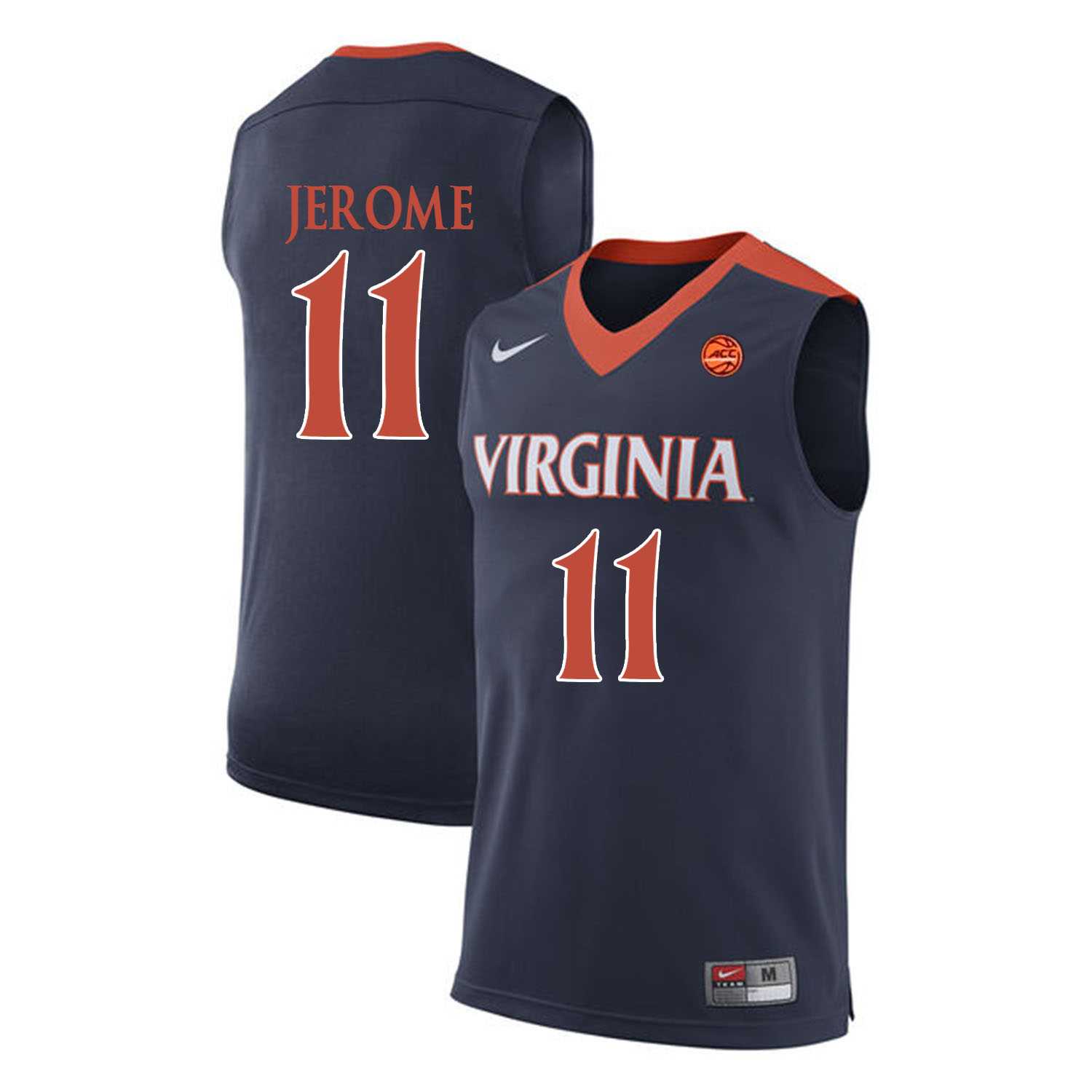 Virginia Cavaliers #11 Ty Jerome Navy College Basketball Jersey